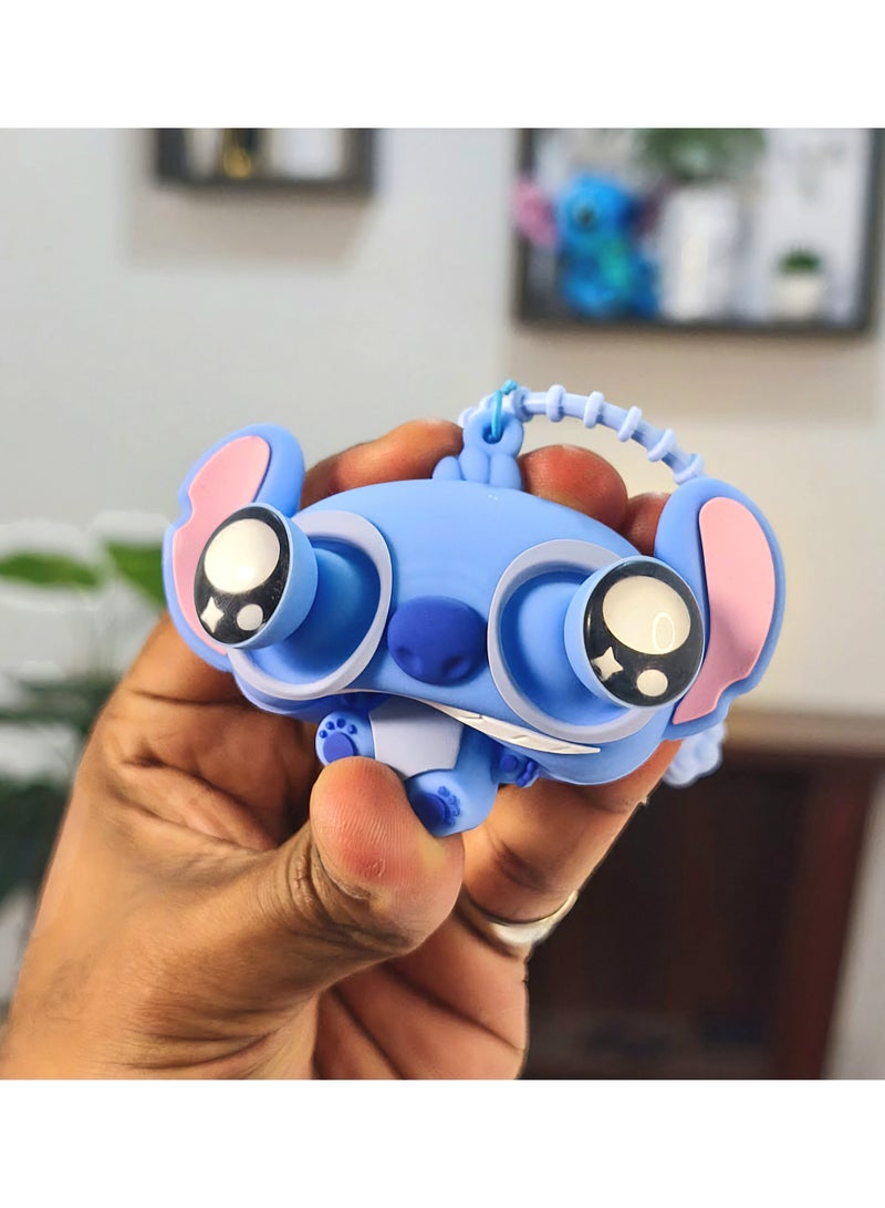 STITCH Blue Stitch Rubber Keychain with Pop-Out Eyes – Squeeze Stress Relief Keychain - Image 2